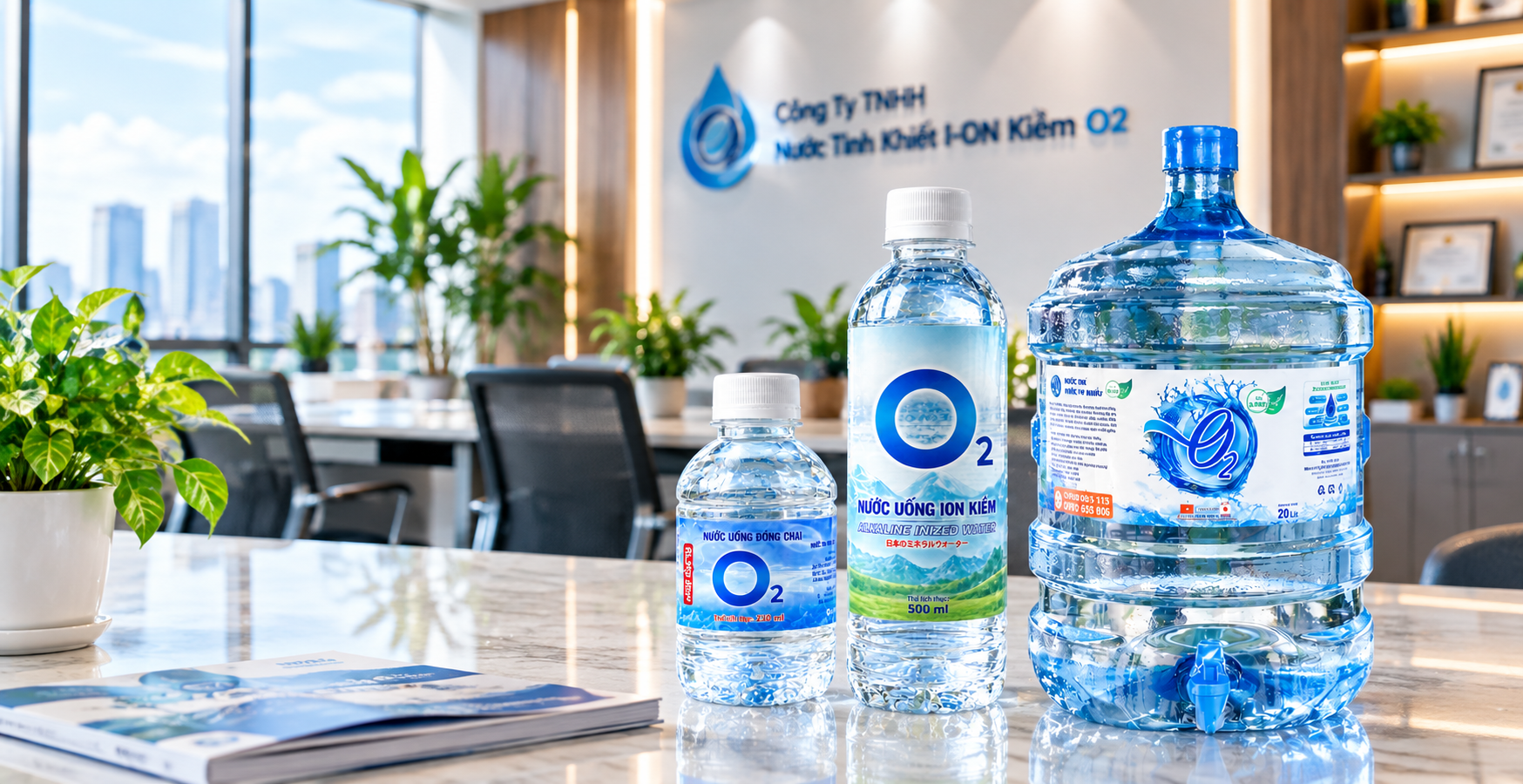 Không gian sản phẩm nước O2 giữa thiên nhiên